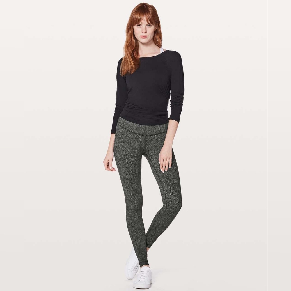 Lululemon Wunder Under Low-Rise Tight *28"Heathered Herringbone Heathered Black